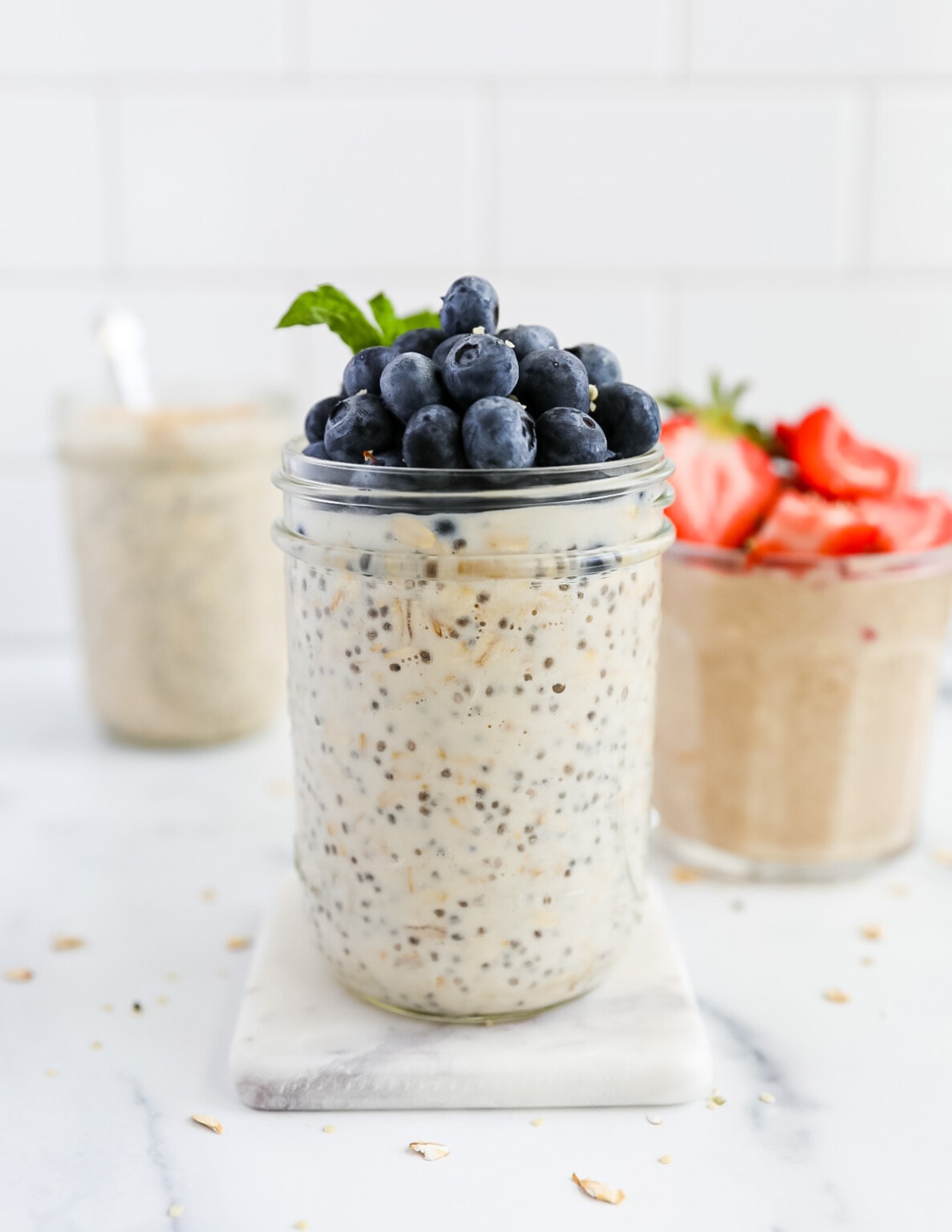 Chia Seed Overnight Oats Planted in the Kitchen