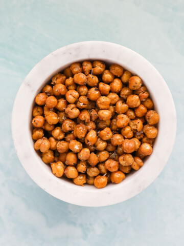 A white bowl filled with chickpeas